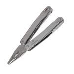 Alicate de punta fina Destornillador 2 mm Destornillador 3 mm Corte para alambre delgado y suave hasta 40 HRC Destapador Destornillador 6 mm Palanca Hoja normal y ondulada Tijeras Lima para metal Sierra para metal Sierra para madera Punzón escariador Destornillador Phillips 1/2 Cincel Pela cables corte longitudinal Curvador de alambres Desaislador y limpiador de alambres Pela cables corte circular Abrelatas Gancho multiusos Orificio para sacacorchos Corta alambre endurecido Orificio para colgar Bloqueo corredizo Porta Bit Llave de tuercas  Bit hex 3 bit hex 4 bit philips 0 Bit philips 3 Bit torx 10 Bit torx 15 Espacio para bits adicionales Estuche de Nylon Ratchet